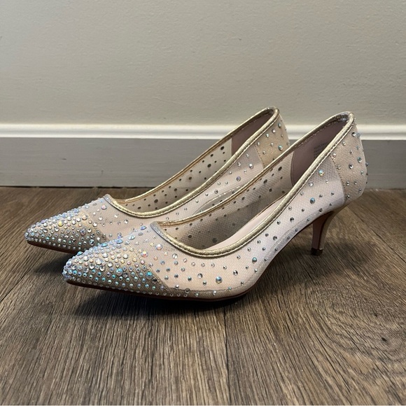 Db Studio Shoes - Elegant Beige Rhinestone Kitten Heels